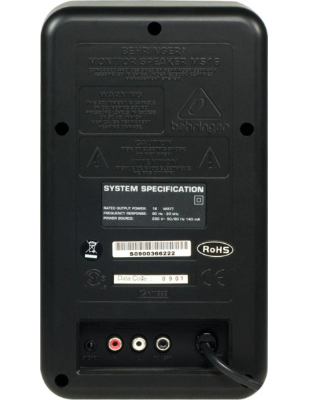 Behringer Ms16 Głośnik 2-Drożny Czarny Przewodowa 16 W