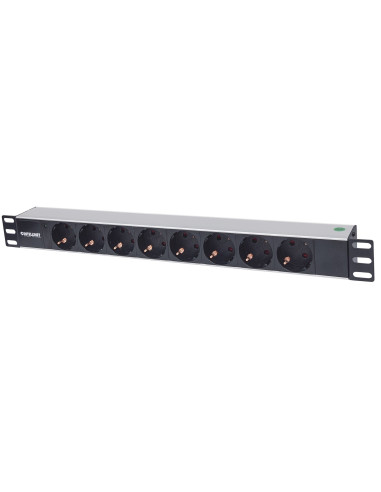 Intellinet 714037 Rozdzielacz Zasilania Pdu 8 X Gniazdo Sieciowe 1U Aluminium, Czarny