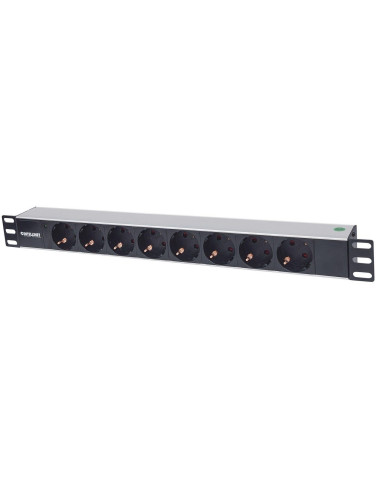 Intellinet 714037 Rozdzielacz Zasilania Pdu 8 X Gniazdo Sieciowe 1U Aluminium, Czarny
