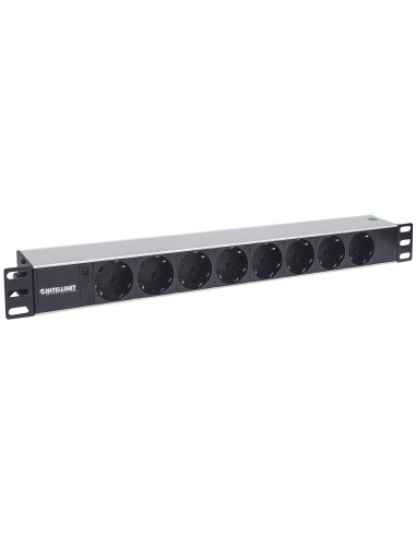 Intellinet 714037 Rozdzielacz Zasilania Pdu 8 X Gniazdo Sieciowe 1U Aluminium, Czarny
