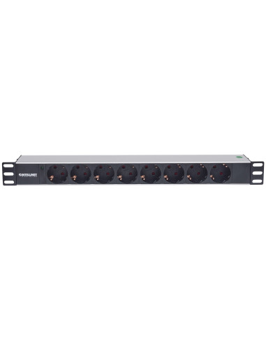 Intellinet 714037 Rozdzielacz Zasilania Pdu 8 X Gniazdo Sieciowe 1U Aluminium, Czarny