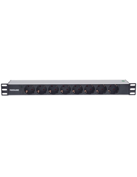 Intellinet 714037 Rozdzielacz Zasilania Pdu 8 X Gniazdo Sieciowe 1U Aluminium, Czarny