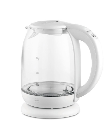 Eldom Czajnik Szklany Lumi, Poj. 1,7 L,Reg Temp. Wody, 2200 W,Biały C510B