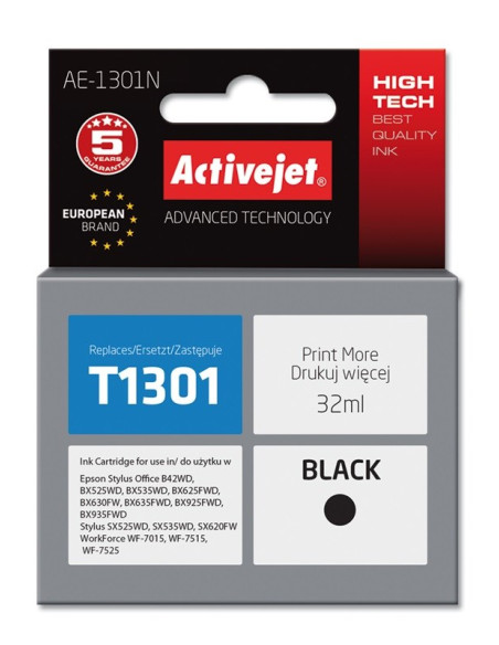 Activejet Ae-1301N Tusz (Zamiennik Epson T1301  Supreme  32 Ml  Czarny)