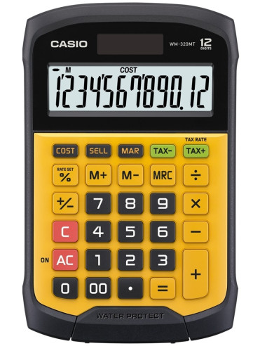 Casio Kalkulator Biurowy Wodoodporny Wm-320Mt-S, 12-Cyfrowy Wyświetlacz, Wyjmowana Klawiatura, 108,5X168,5, Poziom Wodoszczelnoś
