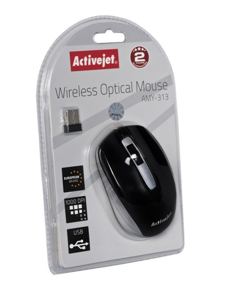 Activejet Mysz Bezprzewodowa Amy-313 Usb (Optyczna  1200 Dpi  Czarna)