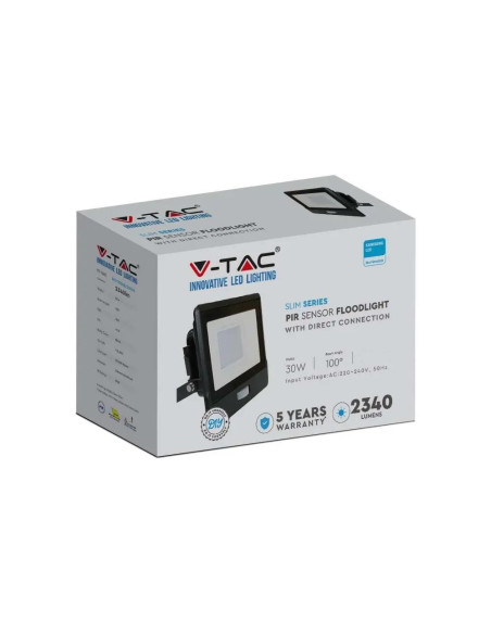Projektor Led V-Tac Vt-138S 30W Samsung Chip Czujnik Ruchu 3000K 2340Lm (Sku 20262) Czarny