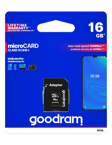 Karta Pamięci Goodram M1Aa-0160R12 (16Gb  Class 10, Class U1  Adapter, Karta Pamięci)