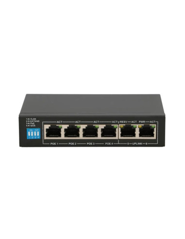 Extralink Euros V2 | Switch Poe | 4X 100Mb/S Poe/Poe+, 2X Rj45 Uplink 100Mb/S, 60W