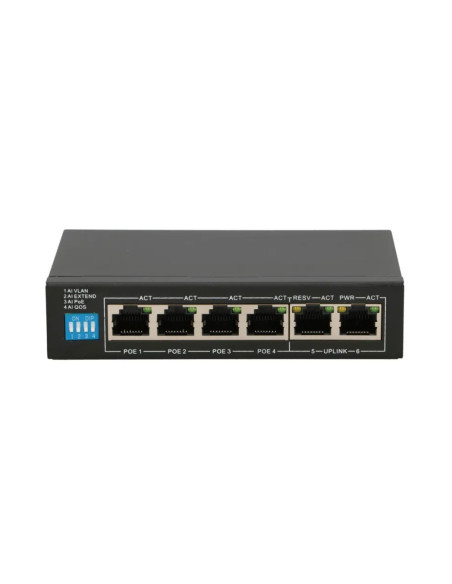 Extralink Euros V2 | Switch Poe | 4X 100Mb/S Poe/Poe+, 2X Rj45 Uplink 100Mb/S, 60W