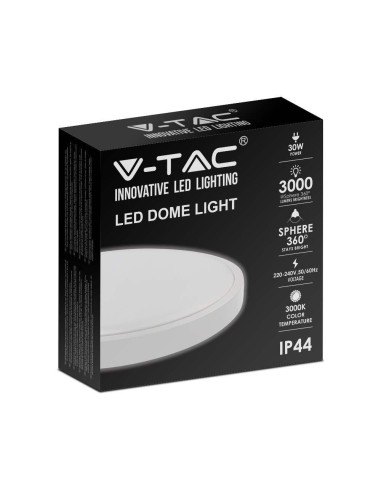 Plafon V-Tac 30W Led Okrągły Ip44 42Cm Biały Vt-8630W-Rd Sku 7621 3000K 3000Lm