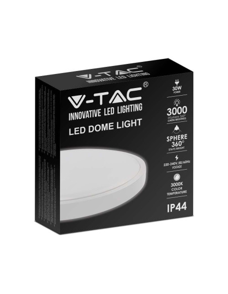 Plafon V-Tac 30W Led Okrągły Ip44 42Cm Biały Vt-8630W-Rd Sku 7621 3000K 3000Lm