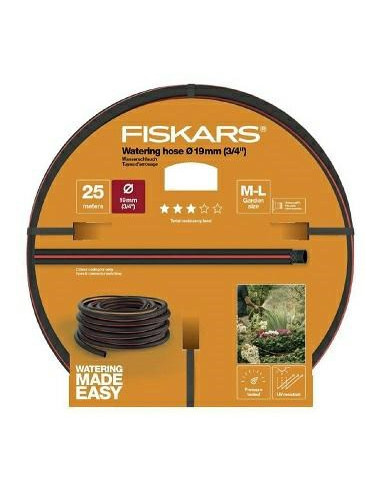 Fiskars 1027100 Wąż Ogrodowy 25 M Nad Ziemią Czarny, Pomarańczowy