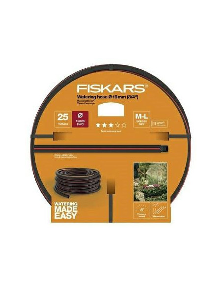 Fiskars 1027100 Wąż Ogrodowy 25 M Nad Ziemią Czarny, Pomarańczowy