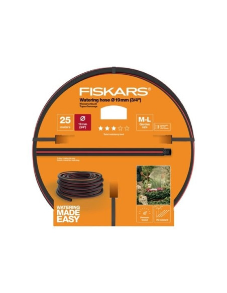 Fiskars 1027100 Wąż Ogrodowy 25 M Nad Ziemią Czarny, Pomarańczowy