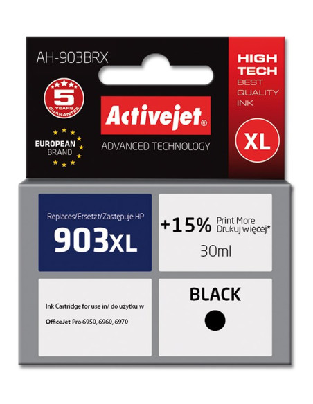 Activejet Ah-903Brx Tusz (Zamiennik Hp 903Xl T6M15Ae  Premium  30 Ml  Czarny)