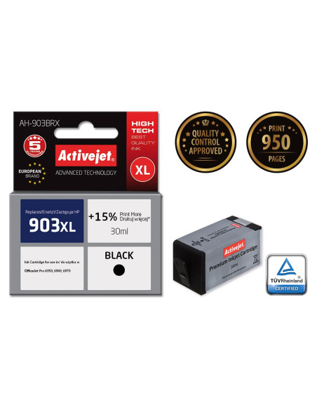 Activejet Ah-903Brx Tusz (Zamiennik Hp 903Xl T6M15Ae  Premium  30 Ml  Czarny)
