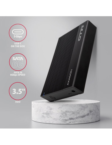 Axagon Ee35-Gtr Usb-C 3.2 Gen 1 - Sata 6G, Obudowa Zewnętrznego Dysku Twardego 3.5", Ryflowana - Czarna