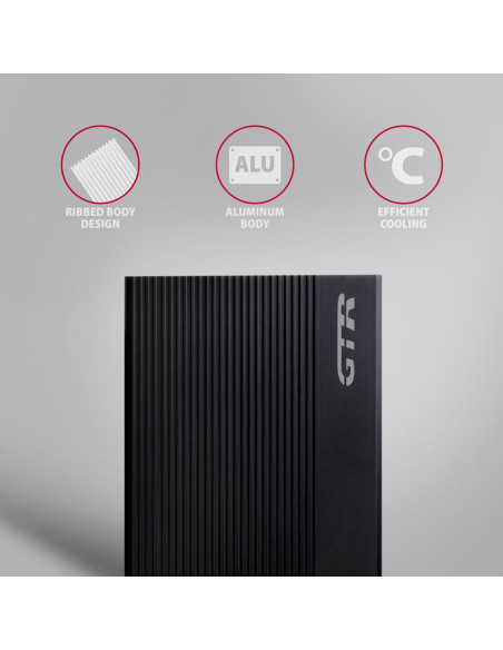 Axagon Ee35-Gtr Usb-C 3.2 Gen 1 - Sata 6G, Obudowa Zewnętrznego Dysku Twardego 3.5", Ryflowana - Czarna