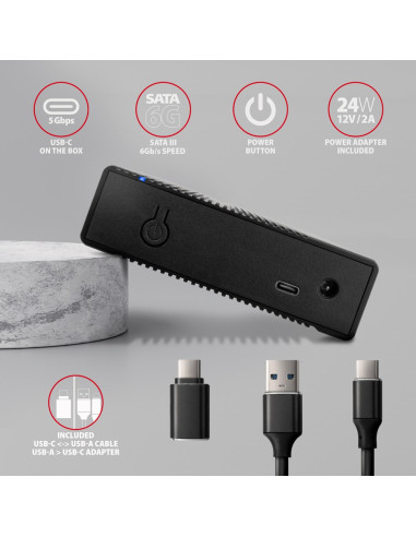 Axagon Ee35-Gtr Usb-C 3.2 Gen 1 - Sata 6G, Obudowa Zewnętrznego Dysku Twardego 3.5", Ryflowana - Czarna