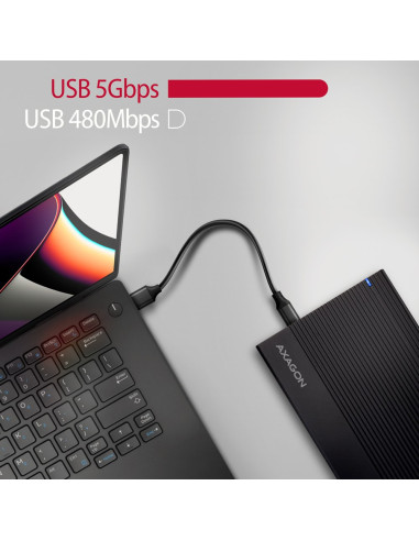 Axagon Ee35-Gtr Usb-C 3.2 Gen 1 - Sata 6G, Obudowa Zewnętrznego Dysku Twardego 3.5", Ryflowana - Czarna