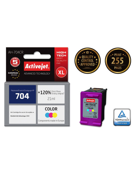 Activejet Ah-704Cr Tusz (Zamiennik Hp 704 Cn693Ae  Premium  21 Ml  Kolor)