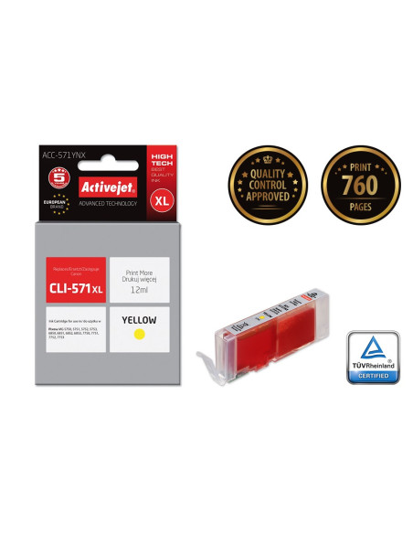Activejet Acc-571Ynx Tusz (Zamiennik Canon Cli-571Xly  Supreme  12 Ml  Żółty)