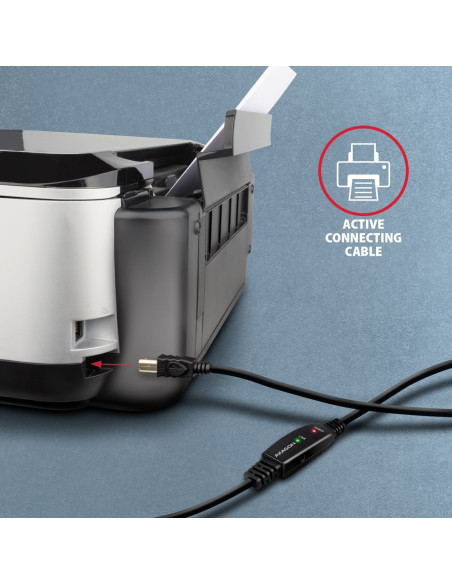 Axagon Adr-215B Usb 2.0 A-M -  B-M Active Connecting/Repeater Cable 15M - Kabel - Digital/Daten Kabel Usb Usb A Usb B Czarny