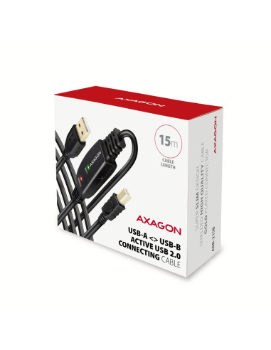 Axagon Adr-215B Usb 2.0 A-M -  B-M Active Connecting/Repeater Cable 15M - Kabel - Digital/Daten Kabel Usb Usb A Usb B Czarny
