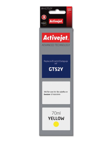 Activejet Ah-Gt52Y Tusz (Zamiennik Hp Gt52Y M0H56Ae  Supreme  70 Ml  8000 Stron, Żółty)