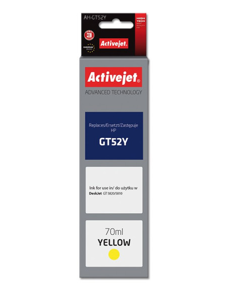 Activejet Ah-Gt52Y Tusz (Zamiennik Hp Gt52Y M0H56Ae  Supreme  70 Ml  8000 Stron, Żółty)