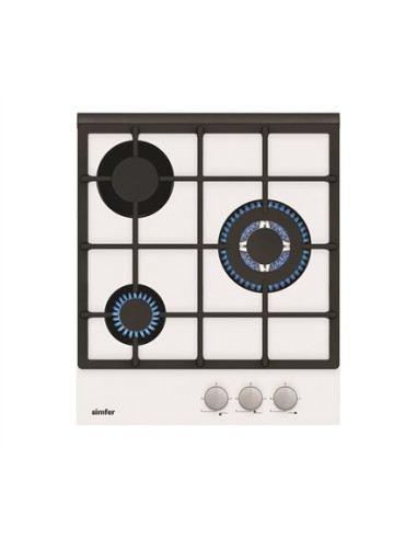Simfer Hob H4.305.Hgsbb Gas On Glass Number Of Burners/Cooking Zones 3 Rotary Knobs White