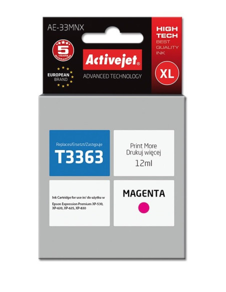 Activejet Ae-33Mnx Tusz (Zamiennik Epson 33Xl T3363  Supreme  12 Ml  Czerwony)