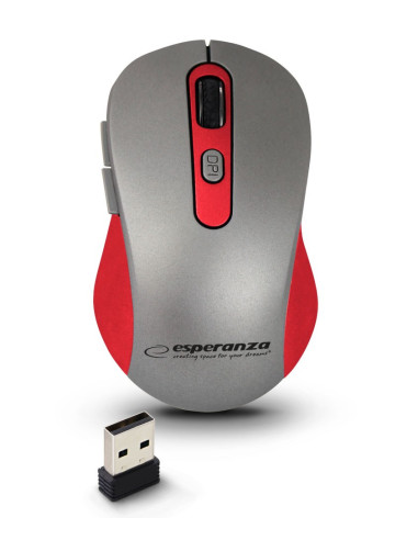 Esperanza Mysz Bezprzewodowa 2.4Ghz Adara Czerwona Em131R