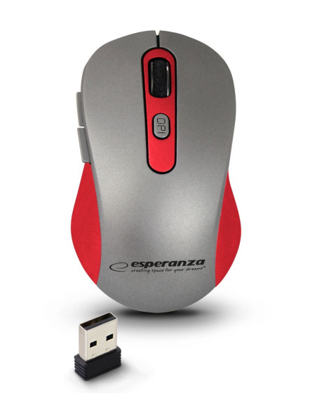 Esperanza Mysz Bezprzewodowa 2.4Ghz Adara Czerwona Em131R