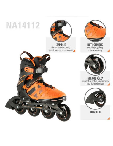 Łyżworolki Nils Extreme Na14112 Czarno-Pomarańczowe Rozm.  42