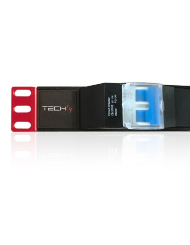 Techly I-Case Strip-61Ud Rozdzielacz Zasilania Pdu 6 X Gniazdo Sieciowe 1U Czarny, Czerwony