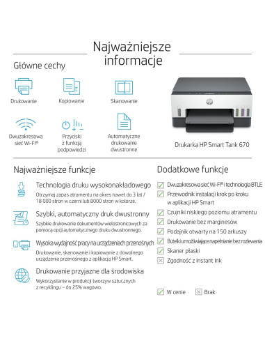 Urządzenie Wielofunkcyjne Hp Smart Tank 670 6Uu48A