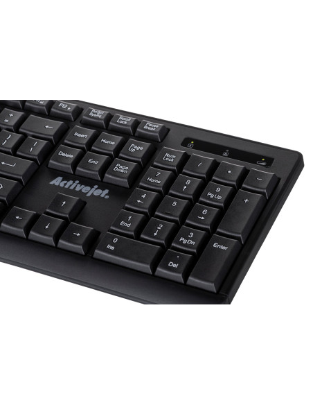 Activejet K-3803Sw Klawiatura Bezprzewodowa Zasilanie Baterią 1X 1,5V Aaa Czarna